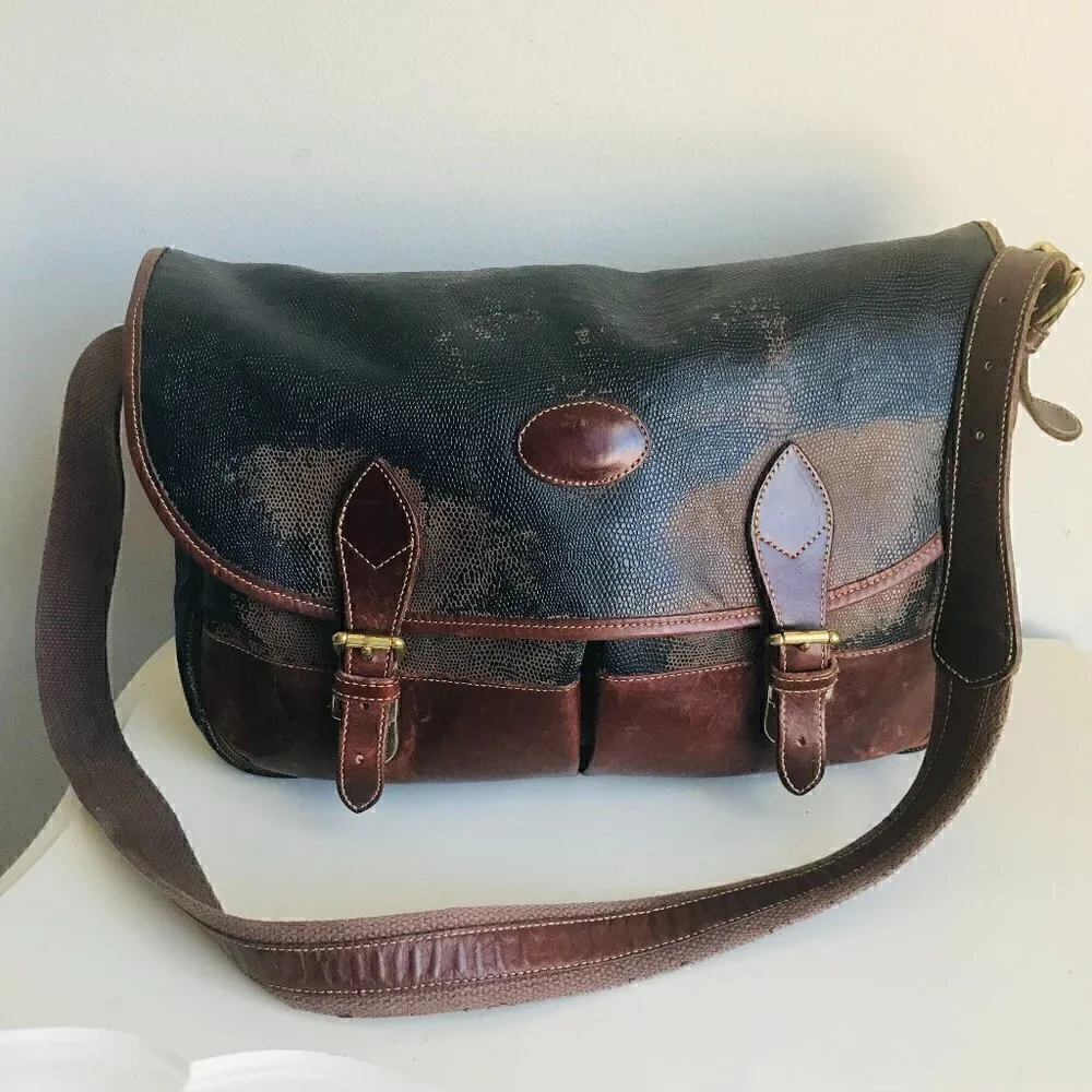 Vintage Distressed Orvis Messenger Book Laptop Crossbody Bag
